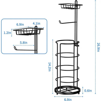 Techvida Toilet Paper Holder Stand with Shelf, Bathroom Freestanding Toilet Paper Stand with 4 Rolls Paper, Clearance