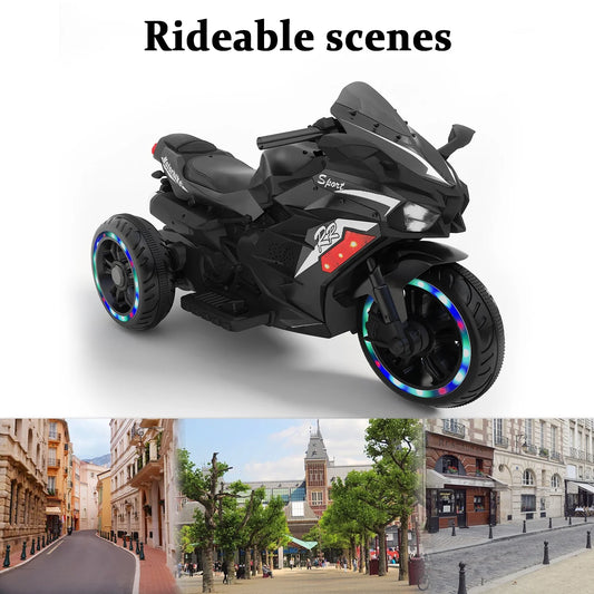 Kids Ride on Motorcycle for Boys, 12V Electric Dirt Bike with LED Light, Bluetooth Music, Motorbike Ride on Toy for Kids 2-6
