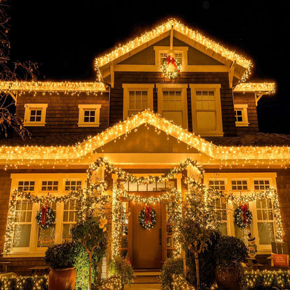 Cheelom Christmas Decorations Lights 197 ft 580 Led Waterproof Solar Fairy Lights Plug in with 8 Modes and Timer Lights Clearance Sale