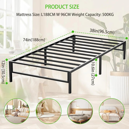 TECHVIDA Heavy Duty Metal Twin Bed Frame with Under Bed Storage - 14 Inches High, Sturdy Steel Slat Support, No Box Spring Required, Platform Bed Frame