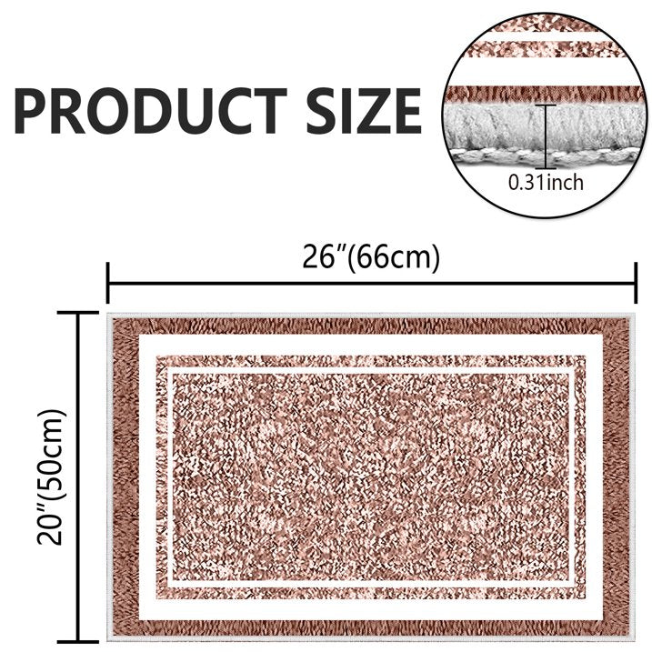 TECHVIDA Bathroom Rugs,Non-Slip Ultra Soft Bath Mat,Soft Absorbent Bathroom Rug and Bath Mat,Machine Washable,(18"x26",Pink and White)