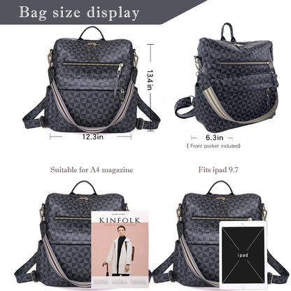 YOMYM Womens Backpack Purse Leather Travel Fashion Convertible Large Ladies College Shoulder Bag