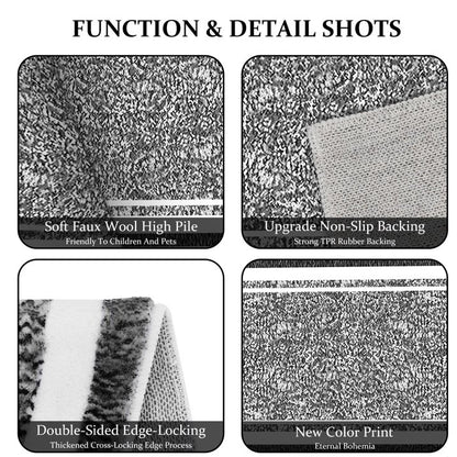 TECHVIDA Bathroom Rugs 3pcs Set,Non-Slip Ultra Soft Bath Rugs,Machine Washable,Water Absorbent,Black