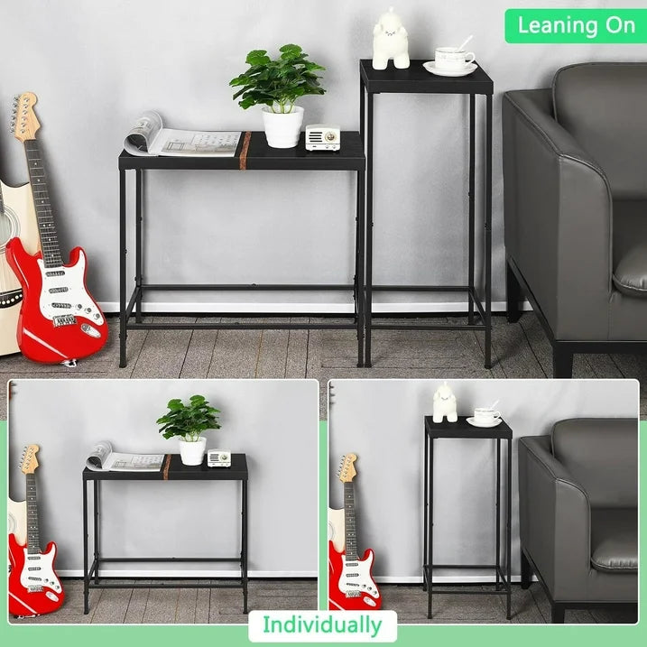 Cheelom 2 Piece Wooden Narrow Console Table, Tall Side Table, Long Hallway Sofa Side Table, Small And Slim, Living Room Table Set For Bedroom Dorm
