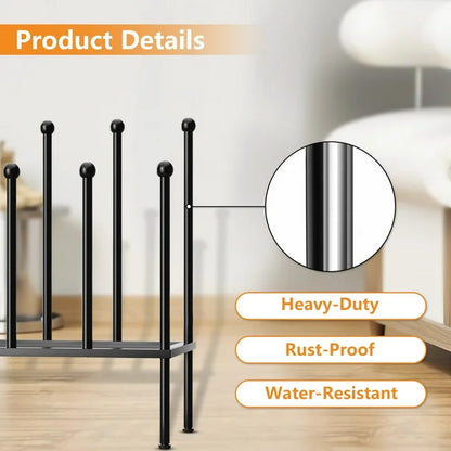 Werseon Free Standing Shoe Racks - Metal Boot Rack for 6 Pairs, 2 Tier Tall Boots Organizer for Dorm Room, Closet, Black