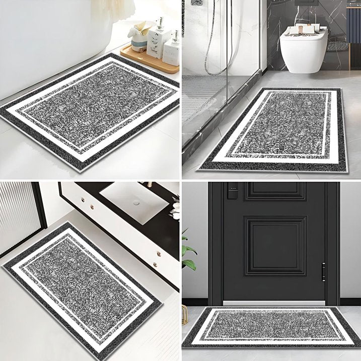 TECHVIDA Bathroom Rugs,Non-Slip Ultra Soft Bath Mat,Soft Absorbent Bathroom Rug and Bath Mat,Machine Washable,(18"x26",Black and White)
