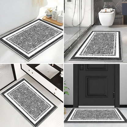 TECHVIDA Bathroom Rugs,Non-Slip Ultra Soft Bath Mat,Soft Absorbent Bathroom Rug and Bath Mat,Machine Washable,(18"x26",Black and White)