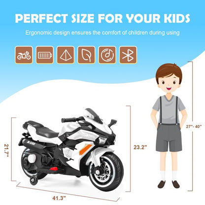 WUBEN 12v Kid Electric Bicycles Electric Motorcycle for Kid with Charger Ride on Motorcyle(White)