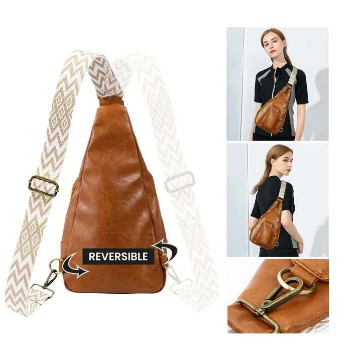 YOMYM Small Sling Bag for Women Leather Crossbody Bag Fanny Packs Chest