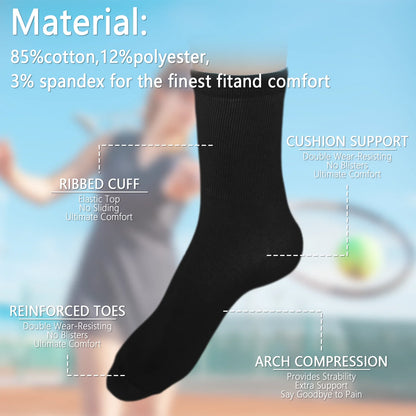 YOMYM Women Cotton Crew Socks, Soft Cotton Bootie Socks Women Above Ankle Crew Socks 8 Pairs, Black