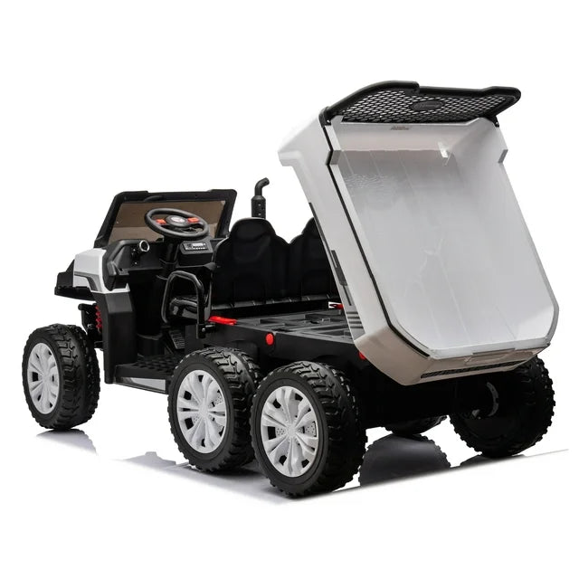 HNH 24V 6 Wheels Ride on Dump Truck with Dump Bed, 2 Seater Kids Ride on Truck Car with Remote Control, Electric car for kids