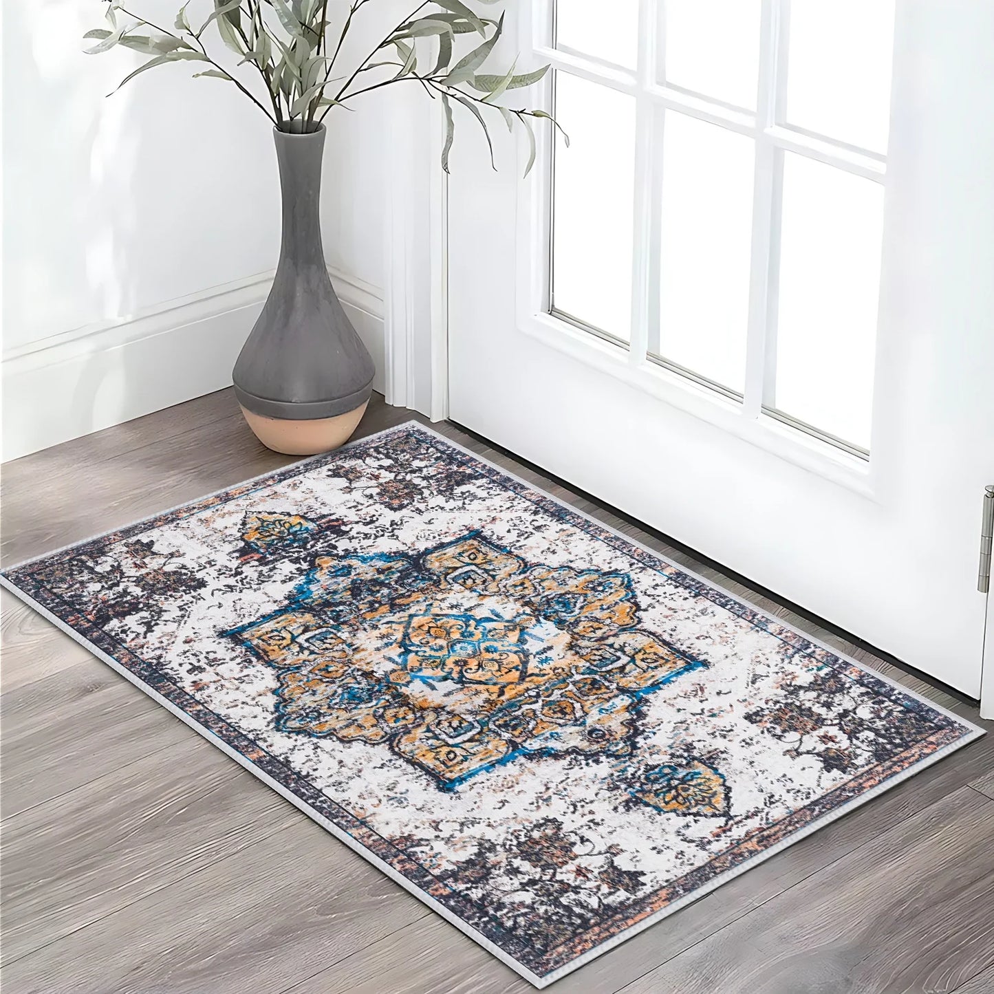 TECHVIDA Kitchen Rugs 3 Piece Set,Kitchen Mats for Floor Non-Slip Machine Washable, Boho Farmhouse Hallway Doormat for Holiday