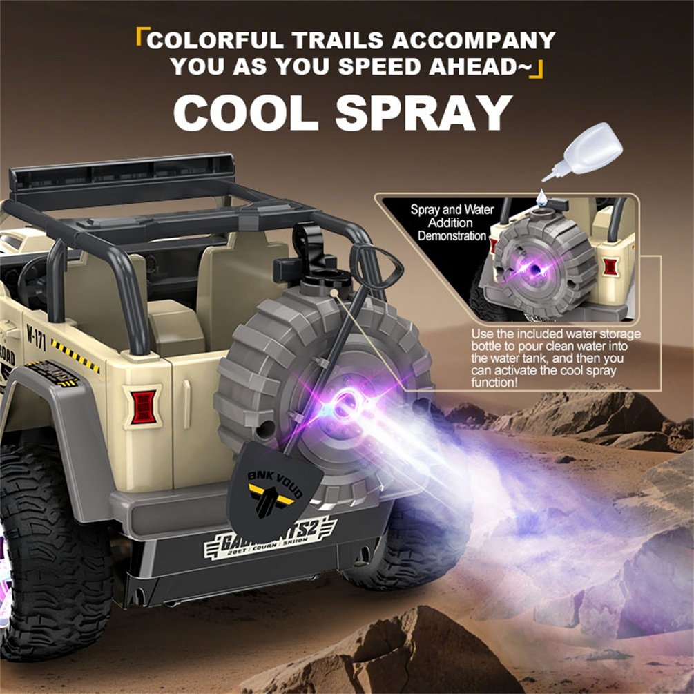 HNH 1:16 Remote Control Car, Off Road Monster Truck 2.4Ghz RC Cars with Stickers, 80 Min Play, Wheel Light, Spray