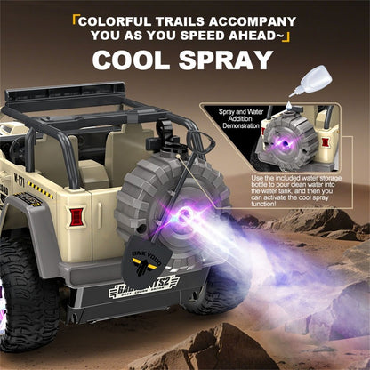 HNH 1:16 Remote Control Car, Off Road Monster Truck 2.4Ghz RC Cars with Stickers, 80 Min Play, Wheel Light, Spray