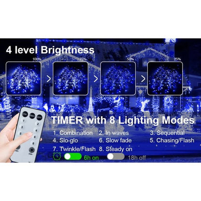 Cheelom Fairy String Party Decoration Lights Christmas Icicle Lights Outdoor Indoor 105ft 1000 Led 8 Modes with 50 Drops Plug In Waterproof Timer Memory Function Clearance Sales
