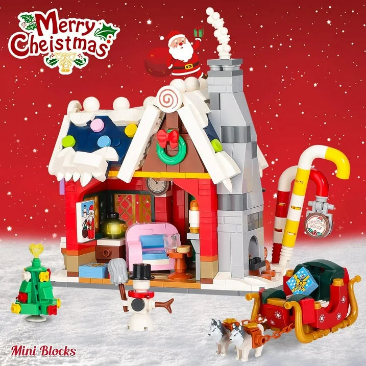 788Pcs Christmas House Building Blocks, Creative Christmas Snowman Block Set Toy Set, Santa Claus Gift Store, Great Holiday Gift for Kids