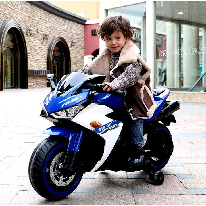 Kids Motorcycle Ride On Toy, 2 Seats Battery Powered Ride On Bike, Electric Motorcycle for Kids Ages 3-8 Years, 4Mph Max, Christmas Toy Gifts,Blue