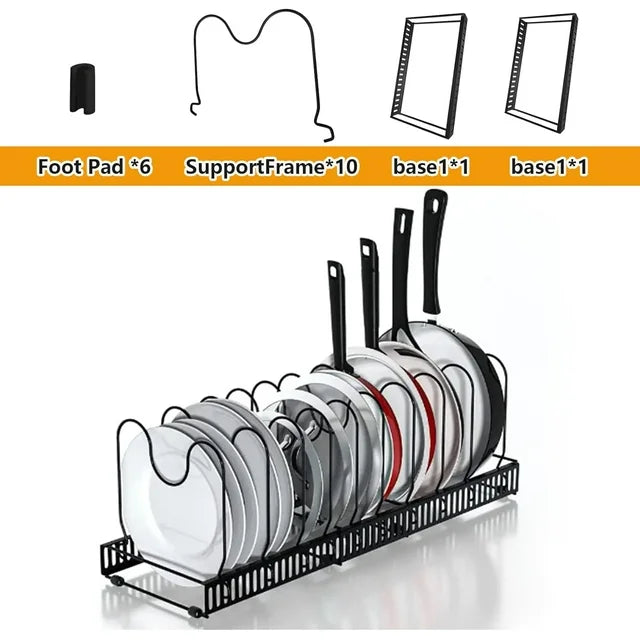 Werseon 2 Pack Expandable Pot Lid Rack Organizer, Pans Organizer Rack, Pots and Pans Organizer Rack Cookware Set Organizer