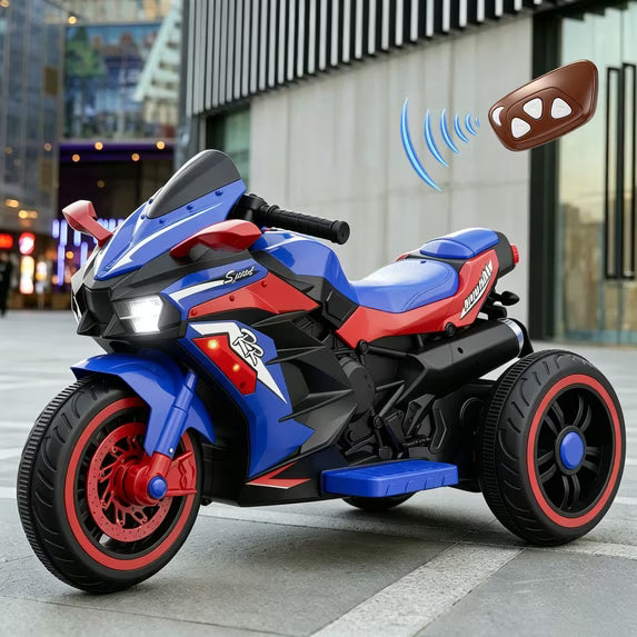 HNH 12V Kids Motorcycle with Remote Control, Electric Dirt Bike, Powered Ride ons Toys with LED Lights, Bluetooth Music