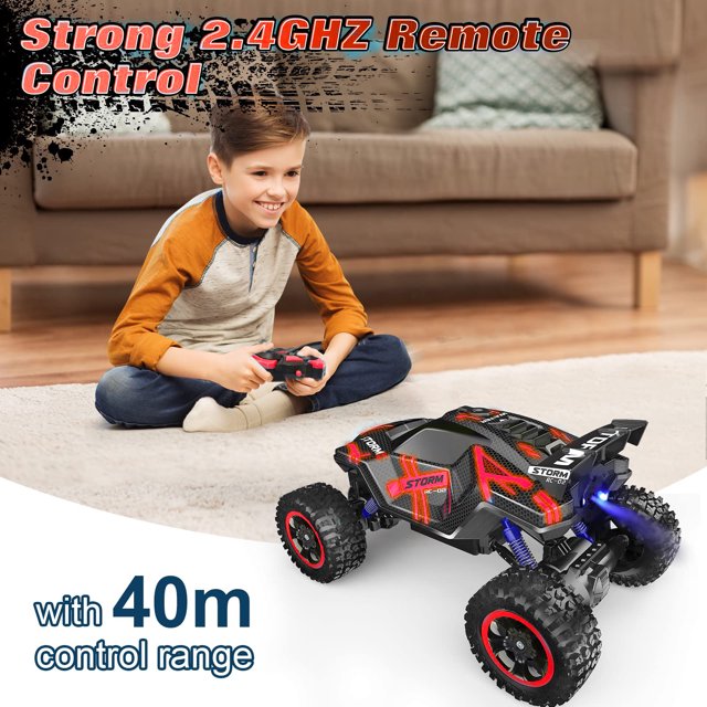 HNH 1:16 All Terrain RC Car,High Speed off-Road Monster Truck with Spray Function,Remote Control Car for Child,Plastic