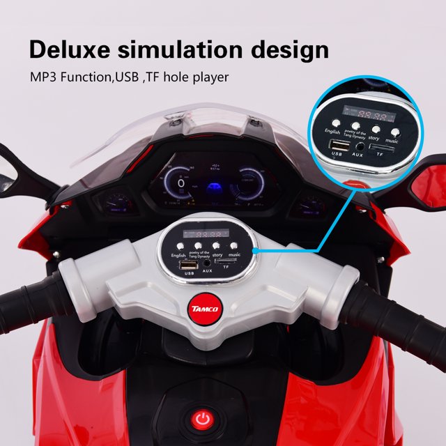 WUBEN 12V Kids Motorized Ride on Toys for Child 3 Wheeler Electric Motorcycle for Kids with Light Wheels