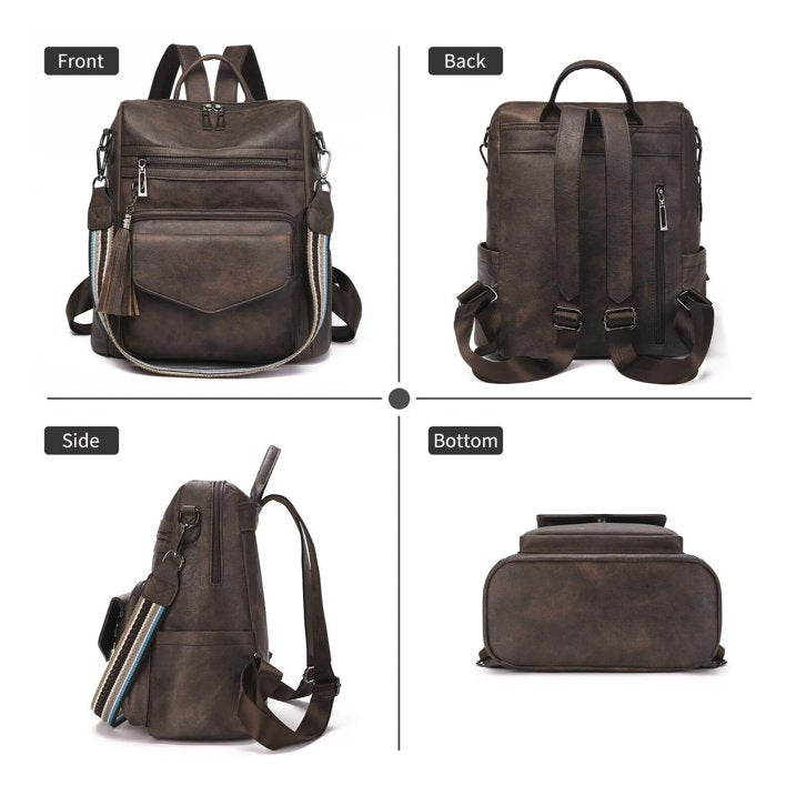 HONGLONG Women's Backpacks Purses Multipurpose Design Handbags Shoulder Bags PU Leather Travel Bags Backpacks