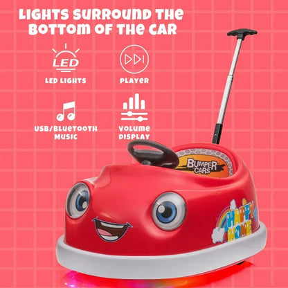 HNH 12V 3 in 1 Toddler Bumper Car with Remote Control Ride on Toy Car with Dinner Plate, Rocking Horse Mode