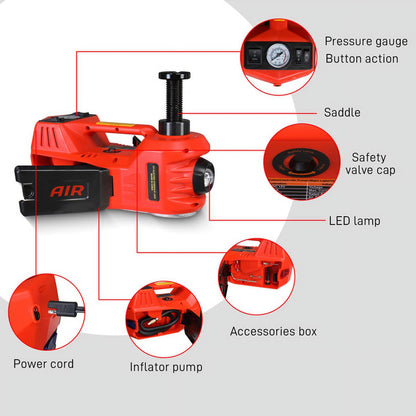 ELTPOWER Electric Car Jack,5 Ton 12V Hydraulic Jack Lift,Built-in Inflatable Pump,and LED Light for SUV MPV Sedan Truck Change Tires Garage Repair