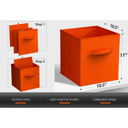 WERSEON 6 Pcs Collapsible Cube Storage Bins, 11" Foldable Fabric Storage Cubes with Handle for Organizing Clothes, Toys