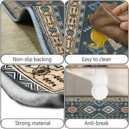 FoxHouse Boho Kitchen Rugs Sets 3 Piece with Runner Non Slip Kitchen Rugs and Mats Washable Kitchen Mats for Floor Thick Kitchen Floor Mat Carpet Runner Rugs for Hallway Laundry Holiday Decor