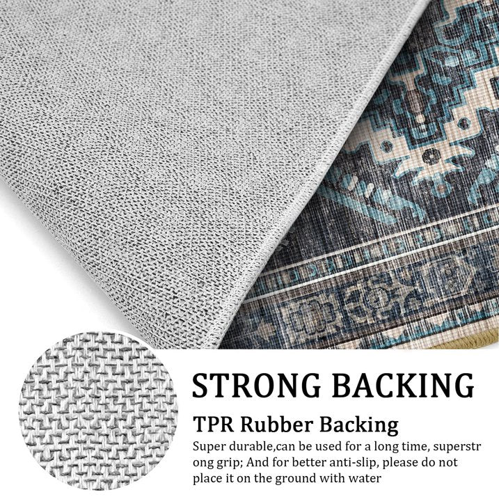 TECHVIDA Kitchen Rugs 3 Piece Set,Non Slip Machine Washable Kitchen Mats,Boho Vintage Abstract Kitchen Carpet for Farmhouse Living Room Hallway