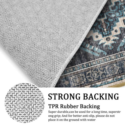 TECHVIDA Kitchen Rugs 3 Piece Set,Non Slip Machine Washable Kitchen Mats,Boho Vintage Abstract Kitchen Carpet for Farmhouse Living Room Hallway
