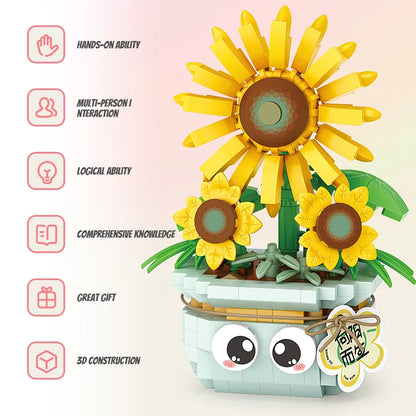YOMYM Sunflowers Building Set Artificial Flowers for Home Decor Flower Building Toy Set for Kids Sunflower Gift for Girls and Boys Ages 8 and Up