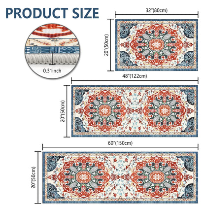 FoxHouse Kitchen Rugs Sets 3 Piece with Runner Non Slip Kitchen Mats for Floor Washable Bohemian Runner Rug,Floor Mat Carpet for Hallway Laundry Room Door