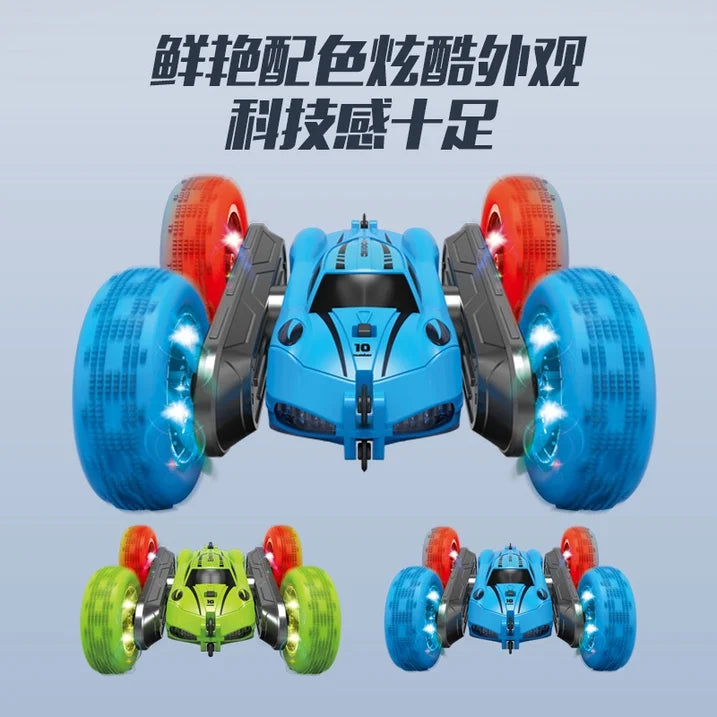 HNH Remote Control Car, RC Cars Toys for Kids Ages 4-12, 4WD Stunt Car with LED Lights & 360° Flips, 2.4GHz, 2 Batteries, Blue