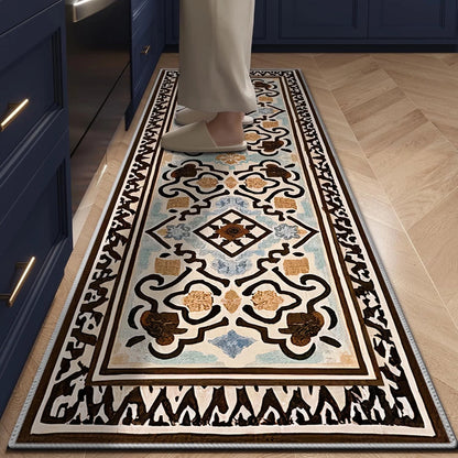TECHVIDA 2'x6' Hallway Runner Rug Boho,Non Slip Machine Washable Rugs for Hallway Kitchen,Dark Brown