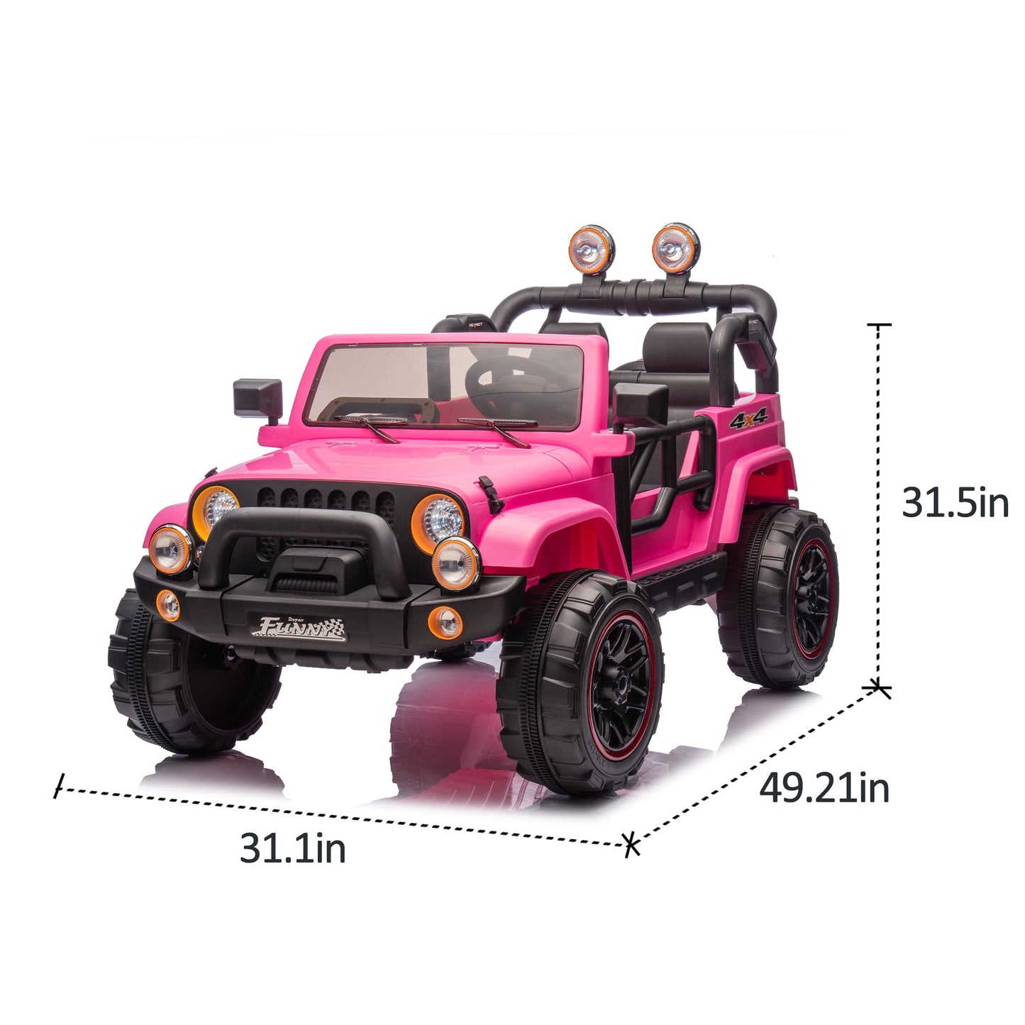 2-Seater Ride On Truck for Kids Ages 3+, 24V7AH Children's Electric Car W/Parental Remote Control, Bluetooth Music, LED Lights, 4Mph, Pink