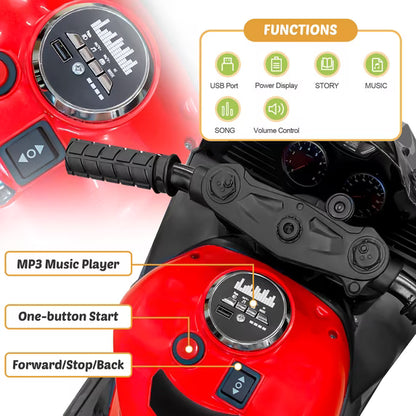 Zogymoz 12V Ride on Motorcycle for Kids, Ride on Toys for Gifts, Electric Motorbike with LED Tire and Bluetooth Music