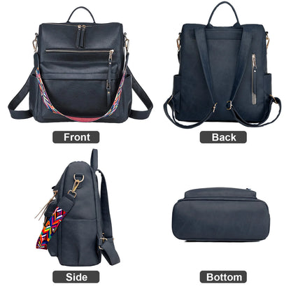 YOMYM Women's Fashion Backpack Purses Multipurpose Design Handbags and Shoulder Bag Leather Women Backpack School Bag