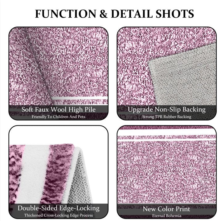 TECHVIDA Bathroom Rugs,Non-Slip Ultra Soft Bath Mat,Soft Absorbent Bathroom Rug and Bath Mat,Machine Washable,(18"x26",Pink and White)