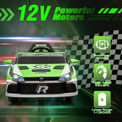 2024 New Kids Ride On Car,12V Battery Powered Racing Car for Kid,Electric Car Gifts for Girls Boys 3-8,Music,LED,Remote Control,Bluetooth(Green)