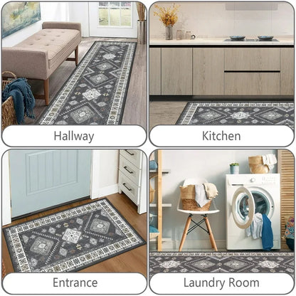FoxHouse Kitchen Rugs Sets 3 Piece with Runner Non Slip Kitchen Rugs and Mats Washable Kitchen Mats for Floor Thick Kitchen Floor Mat Carpet Runner Rugs for Hallway Laundry Holiday Decor