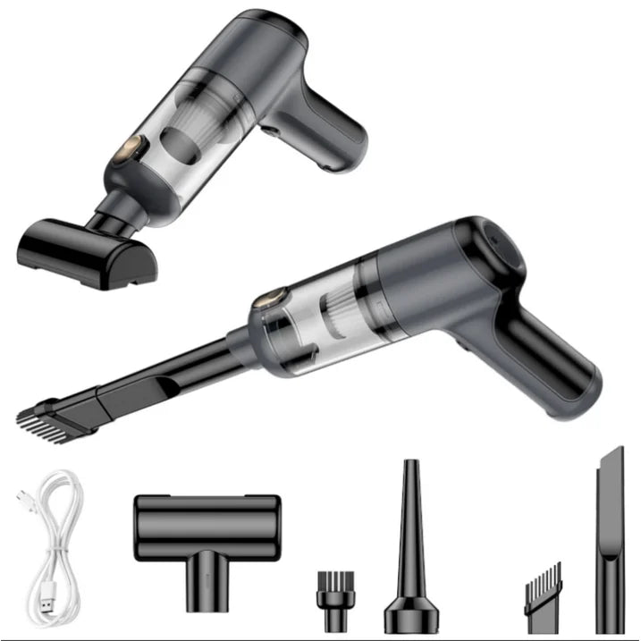 Bangben Car Vacuum Cleaner, Portable Cordless Vacuum Cleaner, Multifunctional Suction and Blow, with 5 Nozzles, Gray