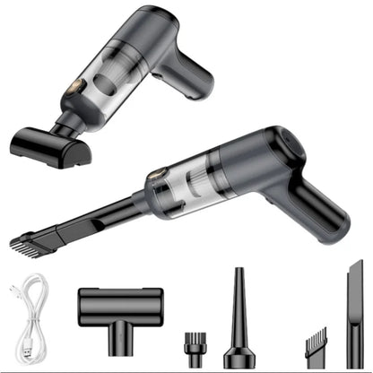 Bangben Car Vacuum Cleaner, Portable Cordless Vacuum Cleaner, Multifunctional Suction and Blow, with 5 Nozzles, Gray