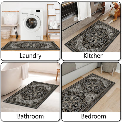 TECHVIDA Kitchen Rugs 3 Piece Set,Kitchen Mats for Floor Non-Slip Machine Washable, Boho Farmhouse Hallway Doormat for Holiday