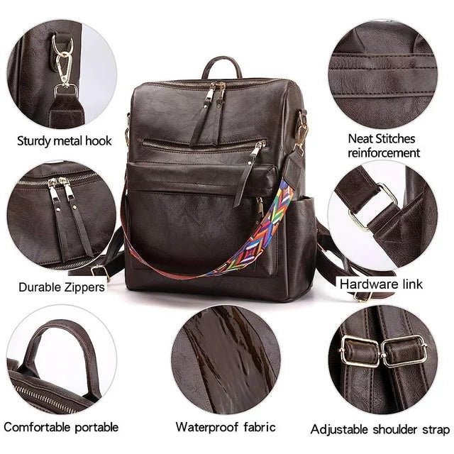 YOMYM Women Backpack Purse Fashion Travel Bag Multipurpose Designer Handbag Ladies Satchel PU Leather Shoulder Bags