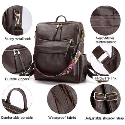 YOMYM Women Backpack Purse Fashion Travel Bag Multipurpose Designer Handbag Ladies Satchel PU Leather Shoulder Bags