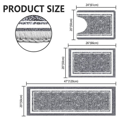 TECHVIDA Bathroom Rugs 3pcs Set,Non-Slip Ultra Soft Bath Rugs,Machine Washable,Water Absorbent,Light Gray