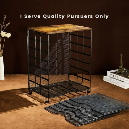 Lakecy 7-Tier Desk Organizer, Black, Letter Tray, Paper Tray, Wood Desk Organizer, for Home Office School