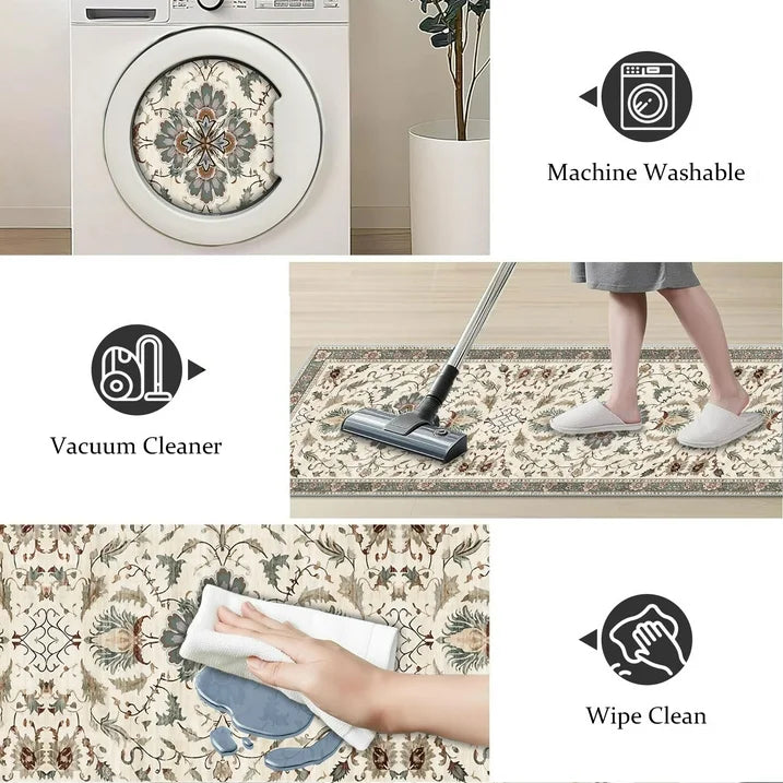 TECHVIDA 2'x6' Hallway Runner Rug Boho,Non Slip Machine Washable Rugs for Hallway Kitchen,Yellowish Brown